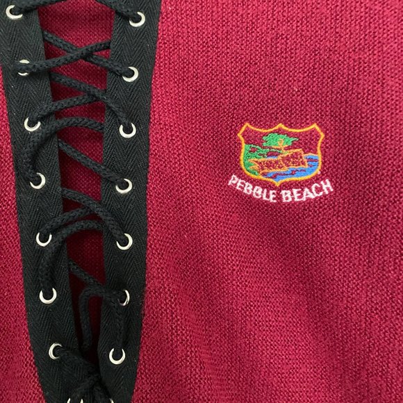 Burgundy Lace-Up Vintage Sweater - Picture 2 of 4